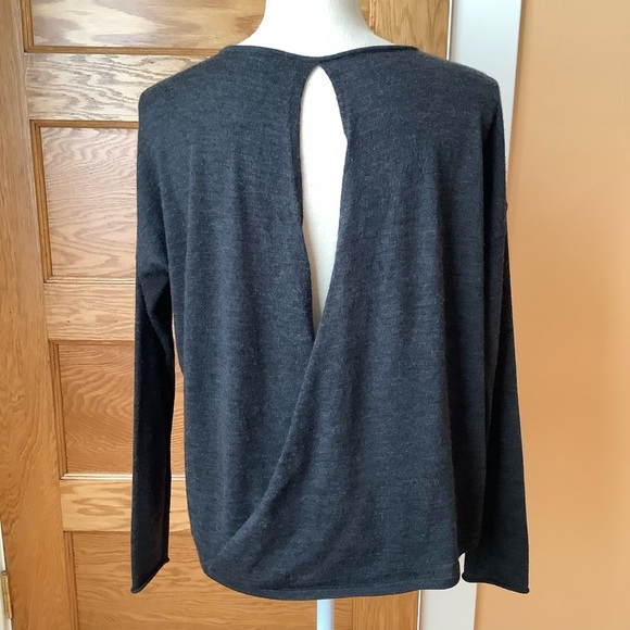 EILEEN FISHER Charcoal Fine Merino Jersey Keyhole Back Box Sweater Size XS - Picture 5 of 14